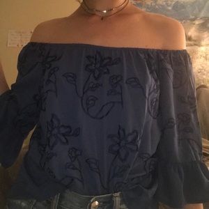 Blue off the shoulder top